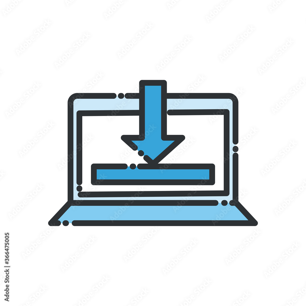 laptop with download arrow line and fill style icon vector design laptop with download arrow line and fill style icon vector design