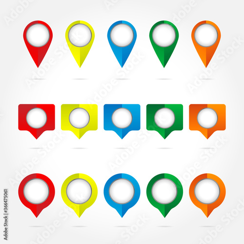 Free Download set of colorful flags, round pins and map pointers - GFXLoad