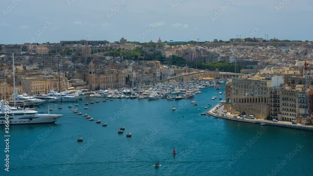 Time lapse vith a view of Maltese three cities bay from the Lower Barrakka Gardens Time lapse vith a view of Maltese three cities bay from the Lower Barrakka Gardens