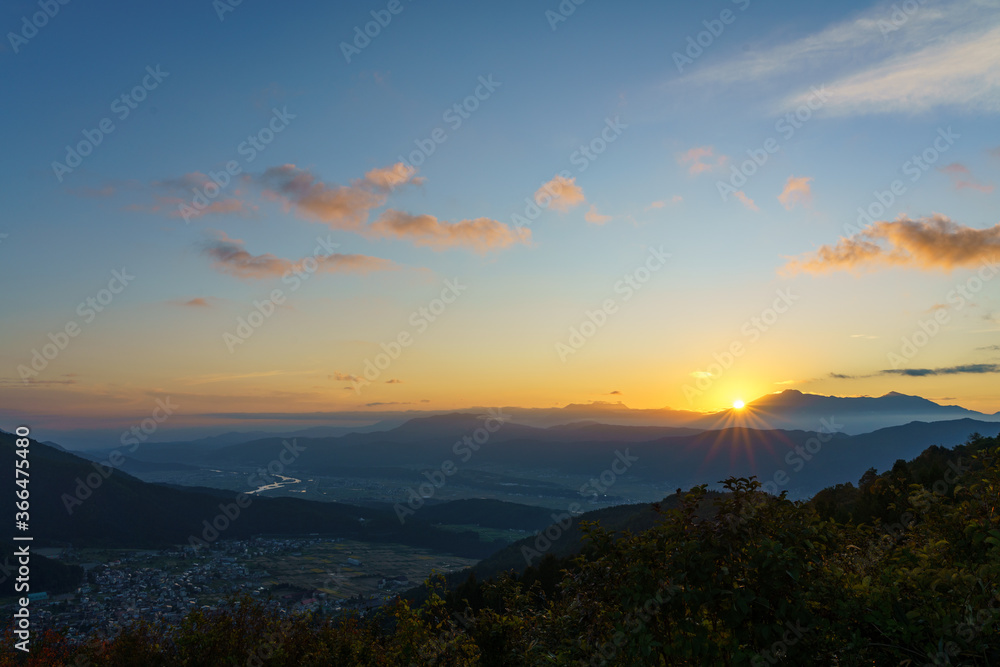 日本の夕日百選　野沢温泉村