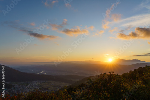 日本の夕日百選　野沢温泉村