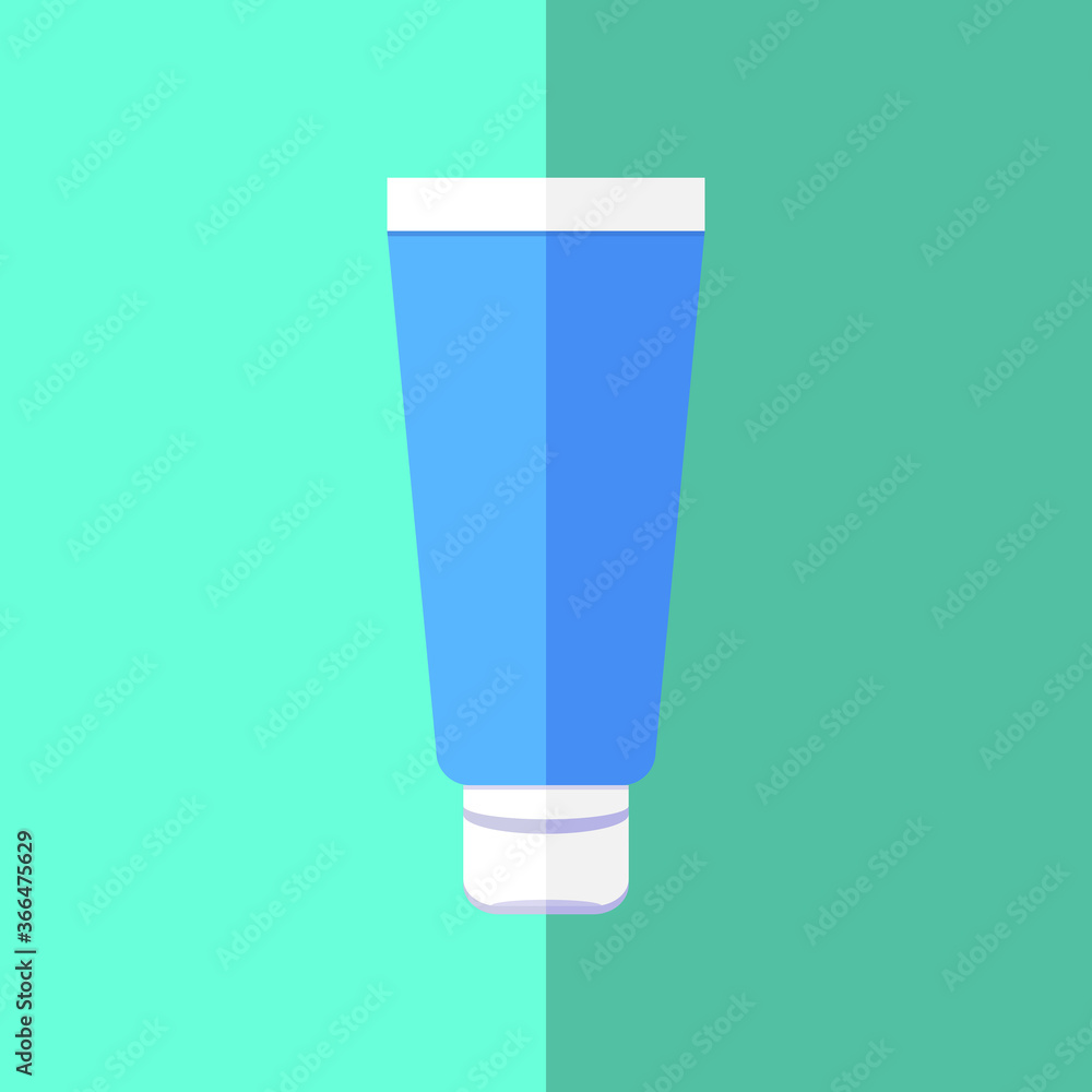 Toothpaste of blue tube flat icon. Dental care hygiene. Vector stock illustration in cartoon style. Toothpaste of blue tube flat icon. Dental care hygiene. Vector stock illustration in cartoon style.