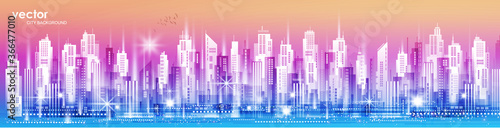 City vector panorama. Cityscape architecture background. Urban panorama. Illustration with architecture  skyscrapers  megapolis  buildings  downtown.