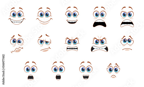 Fényképezés various emoji expressions isolated on white background