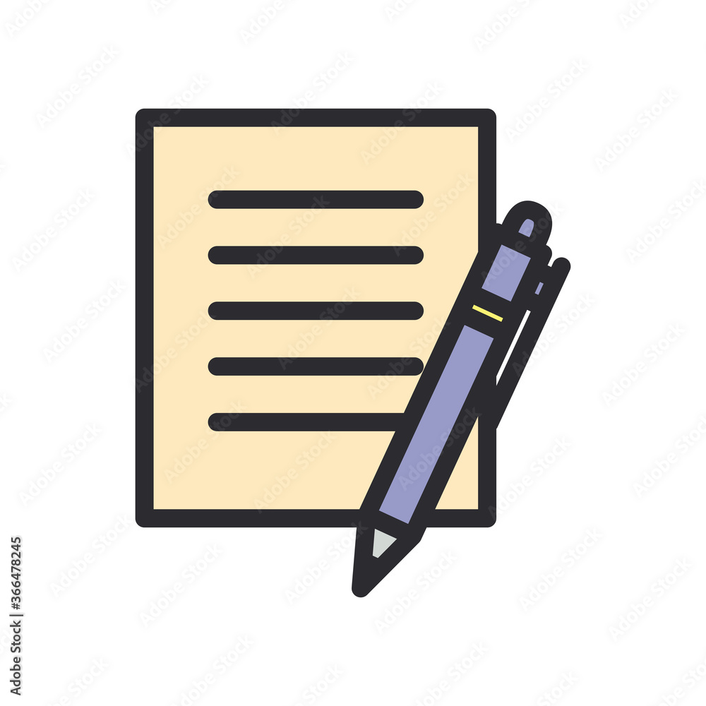 pen and document line and fill style icon vector design pen and document line and fill style icon vector design
