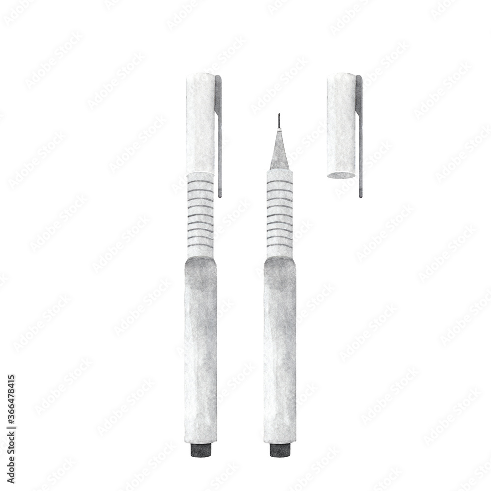 Hand drawn watercolor illustration of liner pan. Education Back to School concept. Isolated objects on white background. Hand drawn watercolor illustration of liner pan. Education Back to School concept. Isolated objects on white background.