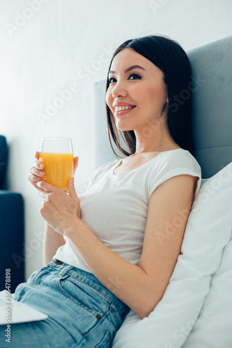 Refreshing healthy beverage at home for young woman