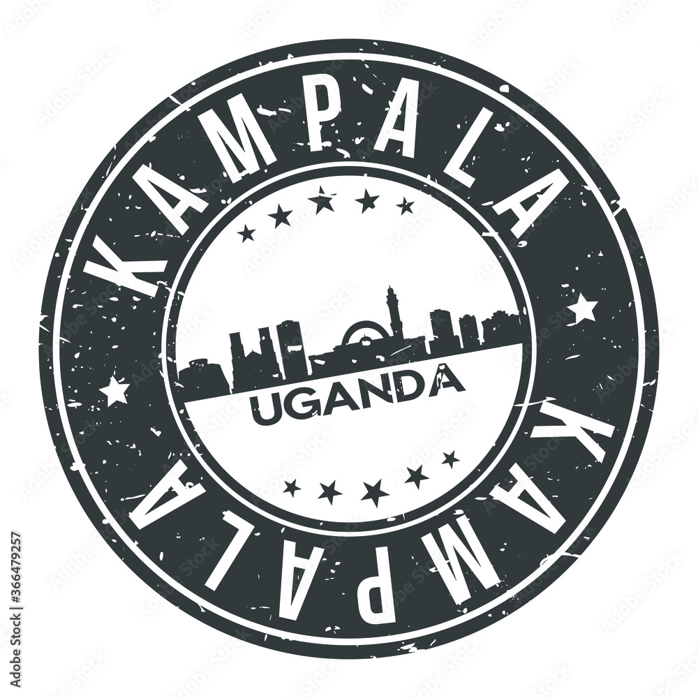 Kampala Uganda Round Stamp Icon Skyline City Design Badge.