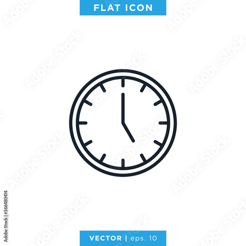 Time Clock Icon Vector Design Template. Editable Stroke.