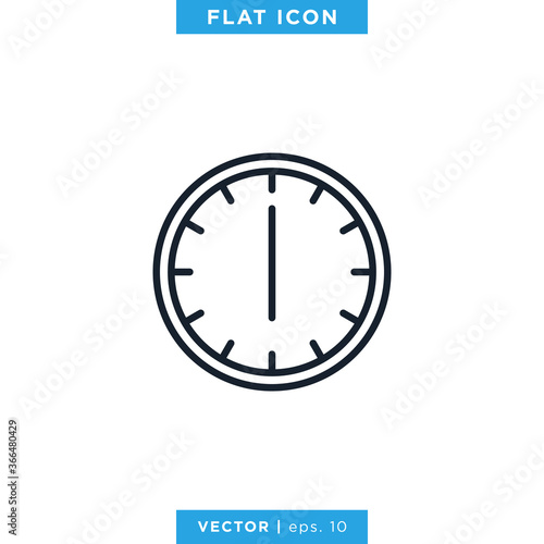 Time Clock Icon Vector Design Template. Editable Stroke.
