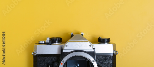 Low-tech: A vintage SLR camera with chrome body.