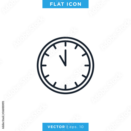 Time Clock Icon Vector Design Template. Editable Stroke.