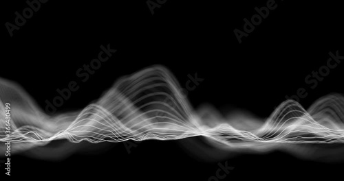 Audio wavefrom. Abstract music waves oscillation. Futuristic sound wave visualization. Synthetic music technology sample. Tune print. Distorted frequencies. 4k UHD photo