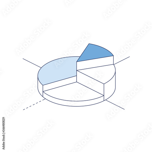 Circle pie chart. Vector 3d line isometric, color web icons set, new flat style. Creative illustration, idea for infographics.