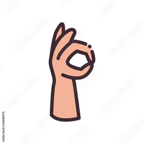 okey gesture with hand line and fill style icon vector design