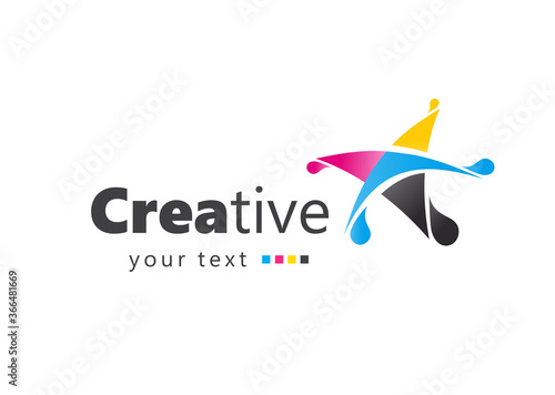 Creative logo colored star cmyk and drops