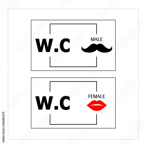 NEW MODERN MALE AND FEMALE TOILET SIGN WITH ENGLISH TEXT