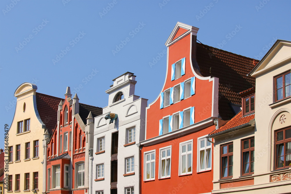 Historic architecture of the hanseatic town Wismar, Baltic Sea, Germany