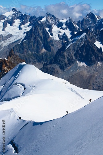 Mountaineering and climbing in the French Alps in the Chamonix area. France.