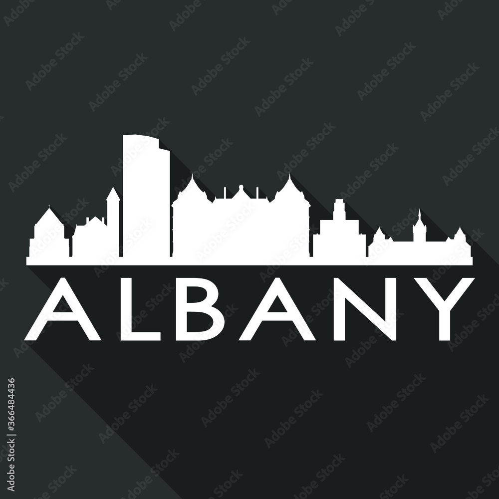 Fototapeta premium Albany Flat Icon Skyline Silhouette Design City Vector Art Famous Buildings.