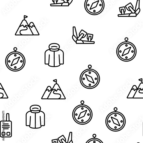 Snowboarding Equipment Vector Seamless Pattern Thin Line Illustration