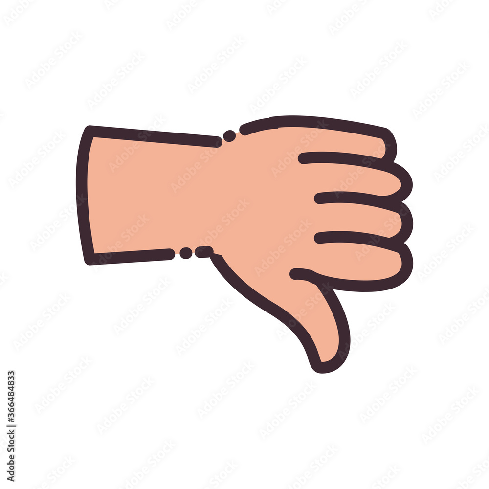 dislike gesture with hand line and fill style icon vector design dislike gesture with hand line and fill style icon vector design