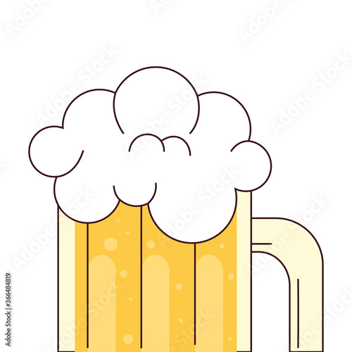 mug of beer with froth on white background