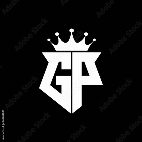 gp logo monogram shield shape with crown design template