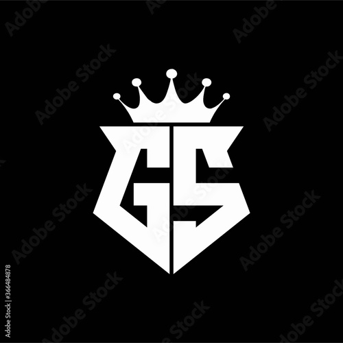gs logo monogram shield shape with crown design template
