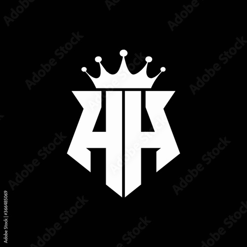 hh logo monogram shield shape with crown design template