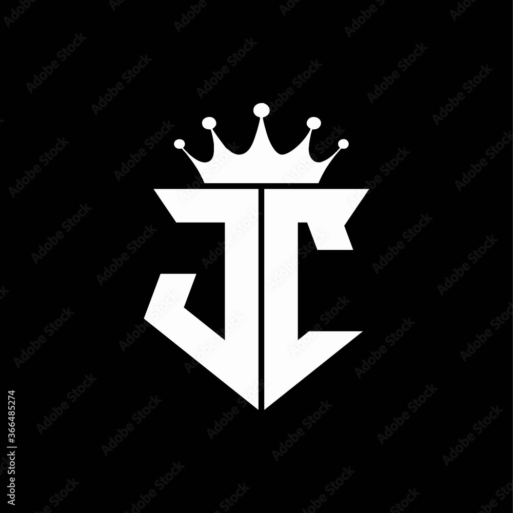 jc logo monogram shield shape with crown design template vector de ...