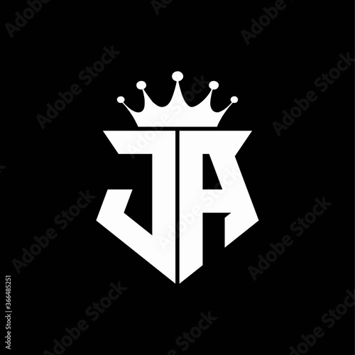 ja logo monogram shield shape with crown design template photo