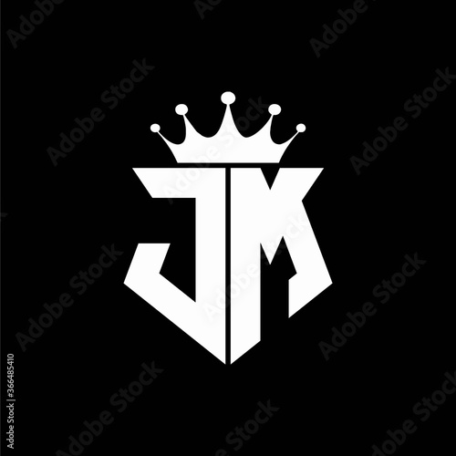 jm logo monogram shield shape with crown design template