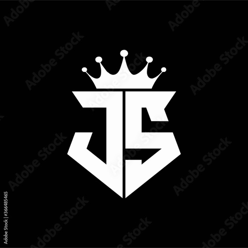 js logo monogram shield shape with crown design template