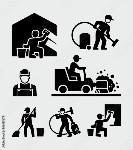 Cleaning service man vector