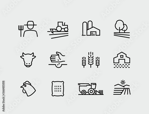 Farming and Agriculture Vector Line Icons