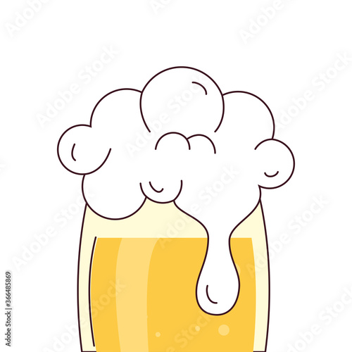 glass of beer with froth on white background