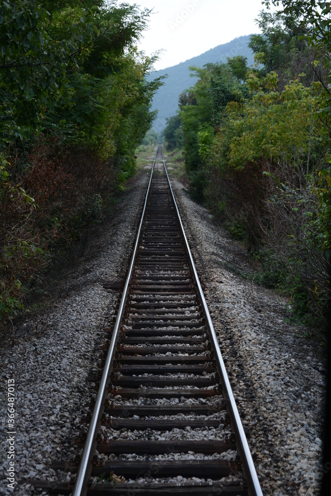 Railway line in front of nature