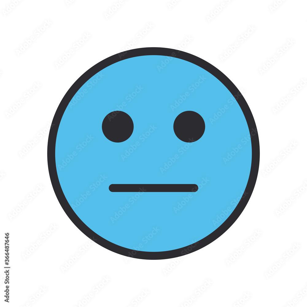 neutral emoji face line and fill style icon vector design neutral emoji face line and fill style icon vector design