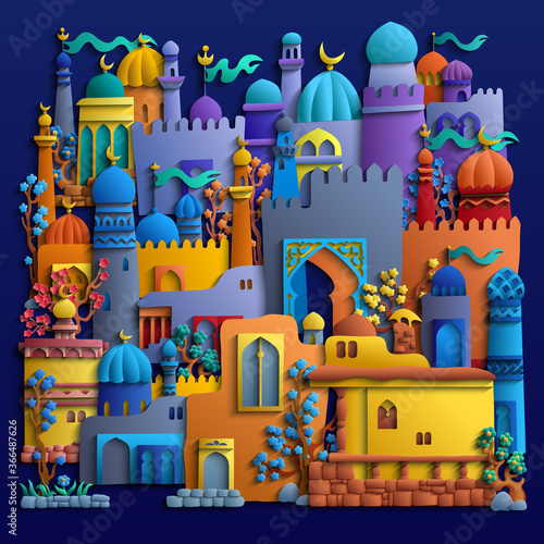 Vector cartoon buildings. Modern illustration.