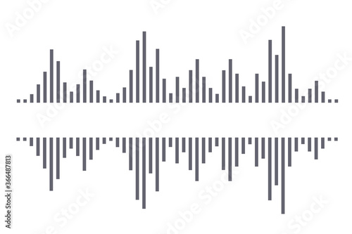 Dark waves as equalizer isolated on white background. Vector Illustration