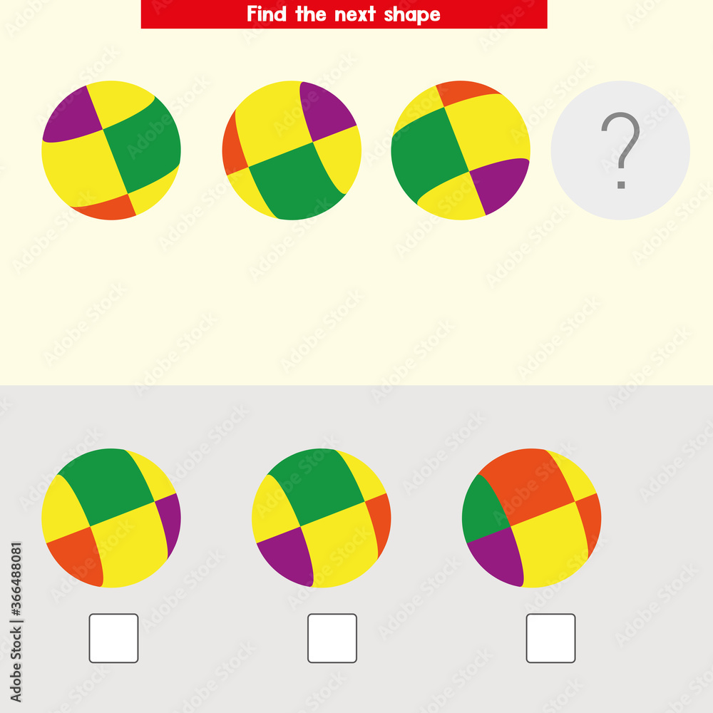 Educational game for kids and adults. development of logic iq. Task game what comes next? visual intelligence, mind games