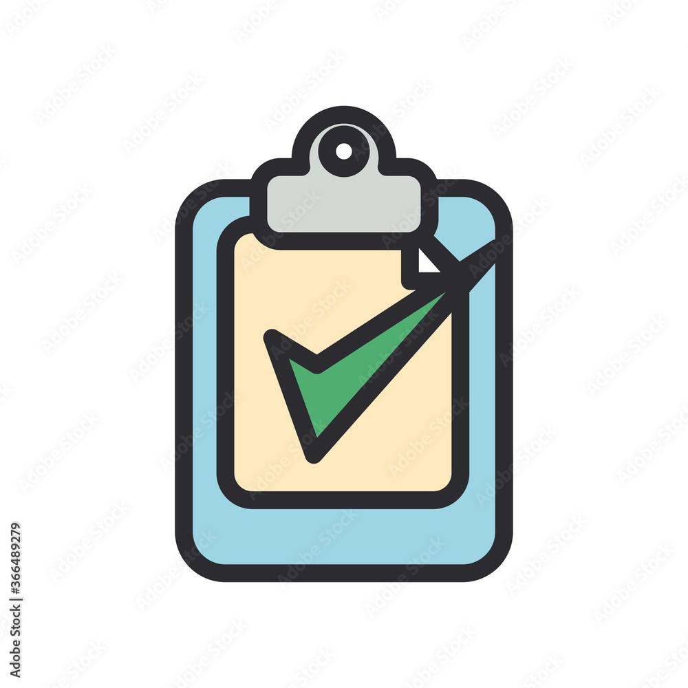 Check mark on document line and fill style icon vector design Check mark on document line and fill style icon vector design