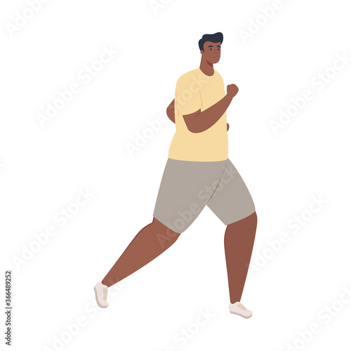man afro running, man in sportswear jogging, male athlete, sporty person © Gstudio