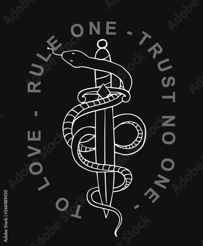 Snake with dagger vector illustration for t-shirt and other uses