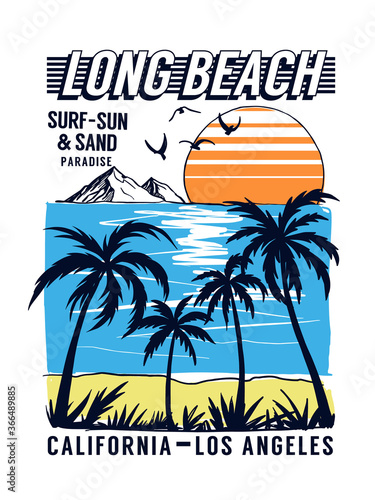 California, Los Angeles Beach theme vector illustrations, for t-shirt and other uses.