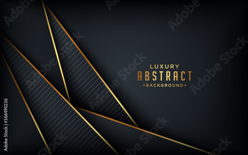 Luxurious black background with golden lines element 3D style. Graphic design element. Elegant decoration. photo