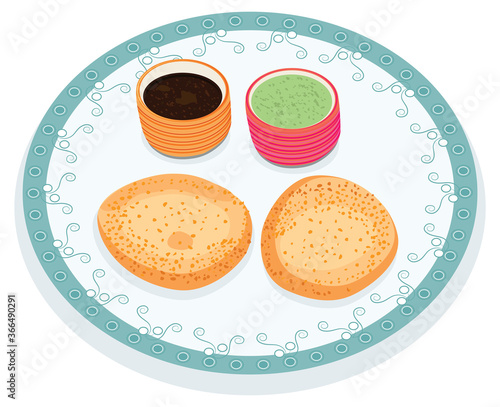 South Indian popular snack vada with chutney