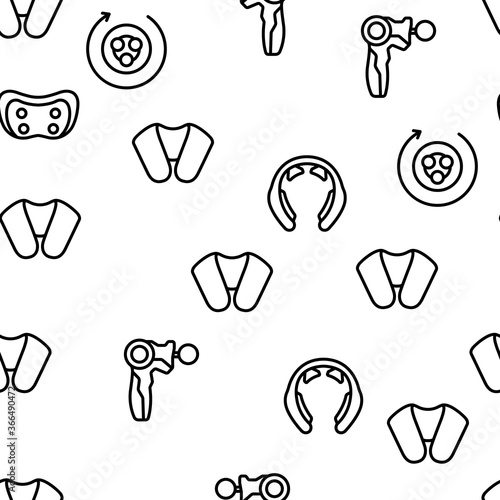 Shoulder Massager Vector Seamless Pattern Thin Line Illustration