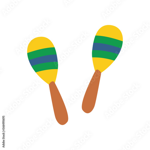 maracas instrument flat style icon vector design
